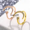 Anelli a fascia EN New Fashion Crytal Ring Moon Star Dazzling Open Finger Rings per le donne Ragazze Wedding Engagement Jewelry Gift J230602