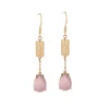 Kolczyki Dangle Pink Jade Water Drop Charms Natural 925 Srebrna biżuteria Vintage Amutety szlachetne moda