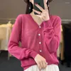 Women's Knits Summer Loose V-Neck Single-Breasted Knit Cardigan Women's Long-Sleeved Thin Micro-Transparent Sunscreen Shirt Jacket