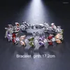 Bangle Honghong Colorful Leaf-Shaped Fashion Bracelet 3A Zircon Feminine Temperament Beautiful Bride Wedding Gift Boutique Jewelry