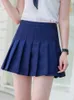 Sukienki Preppy plisowana spódnica dziewcząt streetwear liniowy spódnica tenisowa wysoka talia Korean Red Różowy Y2K Mini Jupe Femme Blue Women Ubranie