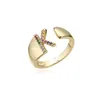 Fedi nuziali moda iniziali anello con sigillo per le donne color oro 26 lettere dichiarazione gioielli aperti regalo di compleanno