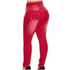 Jeans pour femmes taille haute crayon maigre grande taille boutonné pantalon en jean femmes rouge pantalons longs maman printemps Style coréen Stretch moulante