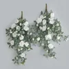 Dekorativa blommor Silk French Romantic Vine Artificial Roses Fake Flower Wedding Decoration Holiday Party Bakgrund Simulering Rose