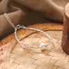 Ketten Amaiyllis 925 Sterling Silber Vintage Licht Luxus Muschel Perle Schlüsselbein Kette Halskette Nische gebrochen Armband Set