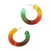 Boucles d'oreilles créoles UJBOX vente en gros en vrac cercle géométrique dégradé coloré résine acrylique pour les femmes