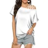 T-shirts voor dames Aangepaste 3D-bedrukte T-shirts voor dames Mode Uitsparing / Schuine schouder Dames Korte mouw Persoonlijkheid DIY Hoog