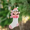 Baby Boy Girl Speckled Stocking Resin Craft Personalized Lover Baby First Gifts Christmas Ornament Souvenirs With Scarf Milk Bottle Glitter