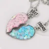 Pendentif Colliers 2 Pcs / ensemble Meilleurs Amis Colliers Paillettes Coeur Cassé Couture Pendentif Chaîne Collier BFF Amitié Bijoux Cadeaux Pour Fille Femmes J230601