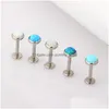 Labret Lip Piercing Jewelry Opal Stud Stone Labret Ring 16G Kit Bodic