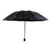 Creative feather black glue sun umbrella meet water flowering clear umbrella folding sun protection umbrella