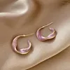 Hoop Earrings Fashion Lavender Purple For Woman Metal Golden Twisted Art Line Stud Gift Jewelry Accessories
