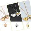 18K Gold Plated Stainless Steel Jewelry Open Sublimation Blank Heart Lock DIY Frame Photo Picture Memory Locket Pendant Necklace