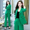 Kvinnors tvåbitar byxor Toppkvalitet Kvinnor 2 stycken Blazer Set 2023 Spring Autum Classic Work Suits Elegant Ladies Coat Trousers