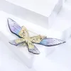 Brooches Female Fashion White Crystal Cute Butterfly For Women Luxury Yellow Gold Color Alloy Animal Brooch Safety Pins