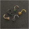 Näsringar Studs Surgical Steel Heart Stud Skruv Bend Piercing Smycken Kvinnor Pin Drop Delivery Body DHVD8