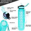 Wasserflaschen 32OZ Tragbare Wasserflasche Motivierende Sportwasserflasche mit Zeitmarkierung Auslaufsicherer Becher für Outdoor-Sport Fitness BPA-frei 230601