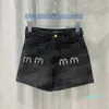 2023-bokstäver strass denim shorts kvinnor modedesigner byxor hiphop street stil korta jeans