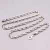 Kedjor Real 925 Sterling Silver Necklace Men's 4mm Bredd Twist Rope Link Chain 20Inch