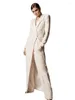 Women's Two Piece Pants Woman Suit Set Elegant White Double Breasted Long Blazer Wedding Party Designer Wide Leg 2 Pieces Jacket 2023