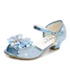 Sandales 5 couleurs enfants princesse enfants filles chaussures de mariage talons hauts robe noeud papillon or rose bleu argent pour 230601