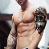 Le plus récent autocollant de tatouage temporaire étanche Totem Lion couronne crâne bras complet grande taille manches faux tatouage Flash tatouage pour hommes femmes