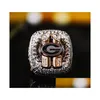 Met zijstenen 2022 2023 Geor Bldogs National Football Team Champions Championship Ring Ring Wooden Display Box Souvenir NCAA Men Fan G DHE14