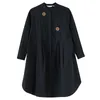 カジュアルドレス2023韓国ファッションビンテージ刺繍春夏の女性ドレス長袖シャツ女性エレガントな女性服