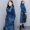 Women's Trench Coats Winter Imitation Mink Splicing Slim Waist Down Cotton Coat Women Clothes Long Over Knee Rhomboid Parka Jacket Female