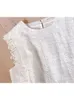 Women's Blouses Lamtrip Unique Vintage Summer Circle Embroidery Lace Stitch O-Neck Kawaii Sleeveless Shirring Tank Shirt Mori Girl Beach Top