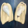 Honey Blonde 613 Bob Wig Human Hair Spets Front Wigs Brasilian Long 13x1 Bob Spets Frontal Wig Bone Straight 613 Blond Wer Remy
