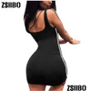 Robes décontractées de base zsiibo sexy femme robe d'été bandage bodycon sans manches en soirée club de fête courte mini-vêtements de mode Drop dhsdf