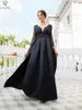 Casual Dresses VAZN 2023 List Solid Young High-end Women Of Quality Ball Gown Long Dress Deep V-Neck Wrist Sleeve