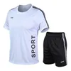 Men's Tracksuits Men Running 2023 Summer Latest Sportswear Polyester Printed T-shirt + Shorts Quick Dry Sport Suit 2-piece Outfits Jogger Set J230601