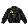 Lanwo Custom Schwarz Gelb Leder Versity Jacke für Männer Hersteller Bulk XL Bomber Plus Size Herren Letterman Varsity Jacken WOY