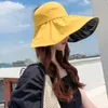 Wide Brim Hats Women's Empty Top Sun Hat Summer Leisure Travel Anti Large Eaves Sunscreen Black Rubber Fisherman