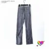 Men's Pants 2021 Velvet Needles Pants Men Women High Quality Embroidered Butterfly AWGE Needles Sweatpants Grey Straight Trousers T230602