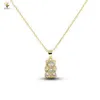 925 Sterling Silver 18k Gold Plated Crystal Zircon Pave Rainbow Teddy Bear Charm Collane con catena a maglie