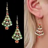 Stud Colourful Zircon Christmas Tree Earrings For Women Sparkling Crystal Snowflake Earring Girls New Year Holiday Jewelry Gifts