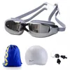 Gafas de natación recetadas para miopía, buceo profesional, gorra de silicona impermeable para hombres, bolsa para piscina, gafas de diodo P230601