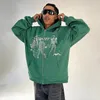 Мужские толстовки 2023 Harajuku Y2K Hiphop Unisex Hoodie негабаритная толстовка Женщины аниме Печатная уличная одежда с длинным рукавом свободный зеленый молния