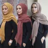 Этническая одежда плиссированная простая хиджаб шарф -шарф -мусульманские женщины хлопковые изюминки шарфы завеса 2023 Сплошная платка Исламское платок головы