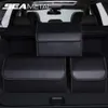 Bilstamarrangör Storage Box PU Leather Auto Organisatörer Bag Folding Trunk Storage Pockets för fordons sedan SUV -tillbehör LJ2280B