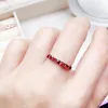 Cluster Rings Natural Real Red Garnet Ring Small Round Style 925 Sterling Silver 2 2mm 0.1CT 7st Gemstone Fine Handwork Jewelry X23165