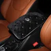 Novo cristal strass carro capa almofada almofada de couro PU veículo centro console caixa de descanso de braço capas de almofada protetor acessórios do carro