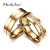 Anneaux de bande Modyle nouvelle mode anneaux de couleur or pour les femmes en acier inoxydable CZ bague de mariage bijoux de fiançailles en gros J230602