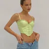 Regatas femininas verde sexy com tiras irregulares tiras justas colete tops expõem o umbigo sem mangas mini com renda bodysuits festa LM051