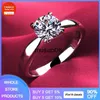 Bandringar med referenser Pure White Gold Color Tibetan Silver Rings for Women Round 8mm 2Ct Cubic Zircon Rings Wedding Band Gift Jewelry J230602