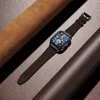 Geniune Leather Watch Band Bandベルトを備えた金属保護フレームケース40/41/44/45/49mm Apple Watch S8/7/6/5/4用の交換ストラップ