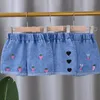 Overaller sommar barn korta denim shorts för flickor mode flicka prinsessa jeans barn byxor blommor kläder 230601